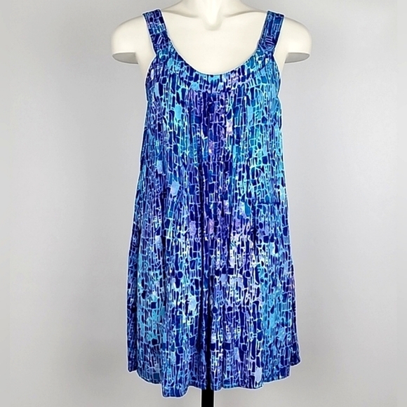 Zenergy A-Line Sleeveless  Flowy Midi Boho Dress Blue White Size Small - Picture 1 of 10